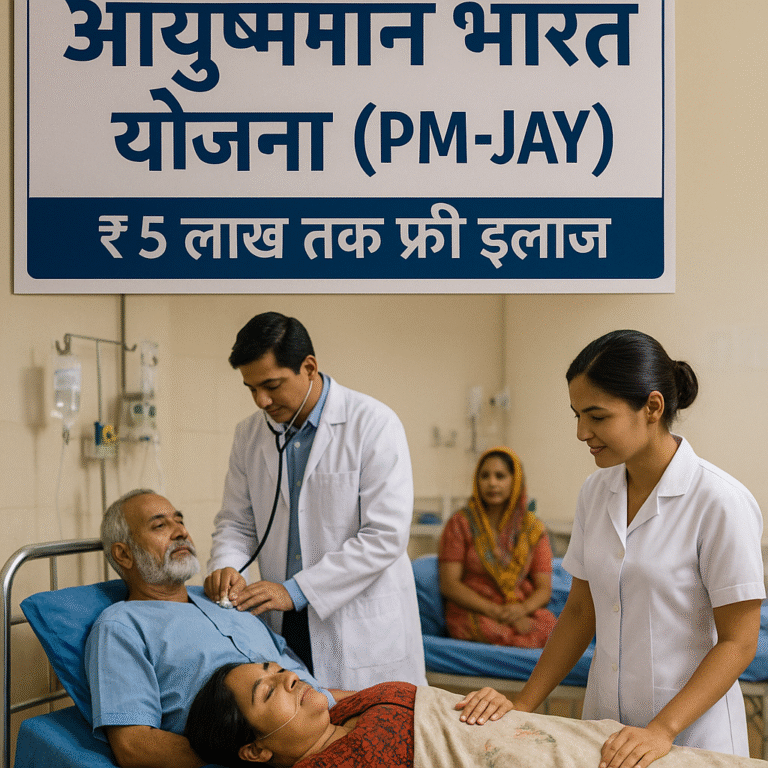 आयुष्मान भारत योजना के लाभार्थी अस्पताल में इलाज करवाते हुए